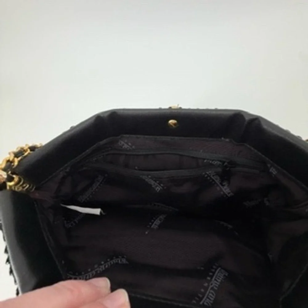 Whiting and‎ Davis Black Mesh Evening Shoulder Bag Gold Chain Clasp